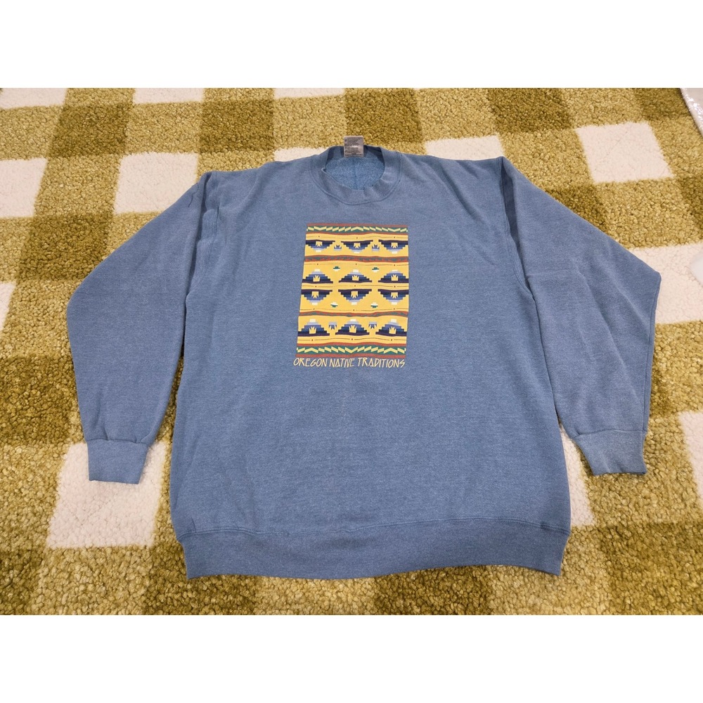 Vintage Oneita Power-Sweats Oregon Native Traditions Blue Sweatshirt XL